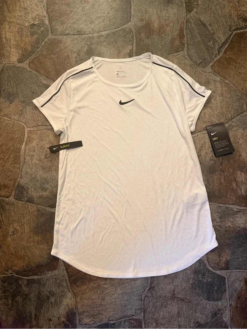 Nike Women's Slim Fit NikeCourt Dri-FIT Tennis White T-Shirt  (Medium)-“939328”